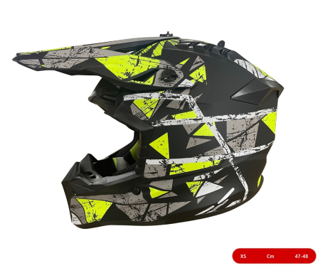 Noutati Flexzon - Casca copii Motocross - Enduro pentru motocicleta, ATV, bicicleta - marimea XS (47-48 cm), negru mat cu design galben neon