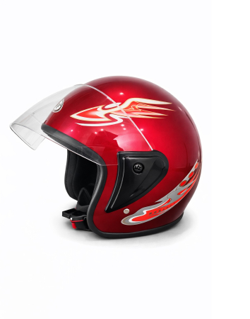 Casca cu viziera pentru motor, scuter, ATV - marime M/L, rosu metalizat [3]