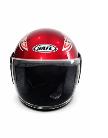 Casca cu viziera pentru motor, scuter, ATV - marime M/L, rosu metalizat [2]