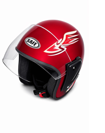 Casca cu viziera pentru motor, scuter, ATV - marime M/L, rosu metalizat [4]