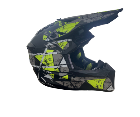 Casca Motocross - Enduro pentru motocicleta, ATV, bicicleta - marimea M (51-52 cm), negru mat cu design galben neon [1]