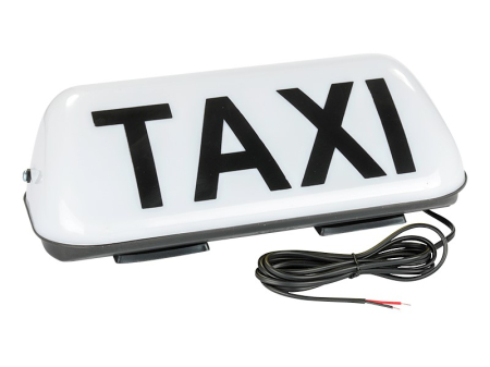 Noutati Real Auto - Caseta TAXI LED 12V cu Iluminare Alba, Fixare Magnetica, Cablu Alimentare 1.8 m, Alba