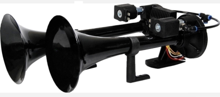Claxoane Auto - Claxon Auto TGV HI-DO, Doua Melodii, Pentru Autoturisme, Camion, TIR, Doua Trompete, 12V, 135db, Negru