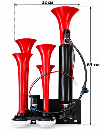 Claxon Pneumatic cu 5 Trompete 24V Super Resonant Air Dadan pentru Camion, TIR si Autobuz, 125 dB, 3-10 Bar [7]