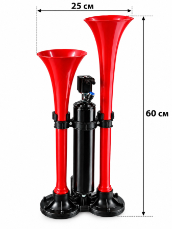 Claxon Pneumatic Dublu 24V Super Apollo Echo pentru Camion, TIR si Autobuz, 125 dB, 3-10 Bar [6]