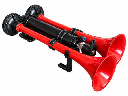 Claxon Pneumatic Dublu 24V Super Apollo Echo pentru Camion, TIR si Autobuz, 125 dB, 3-10 Bar [2]