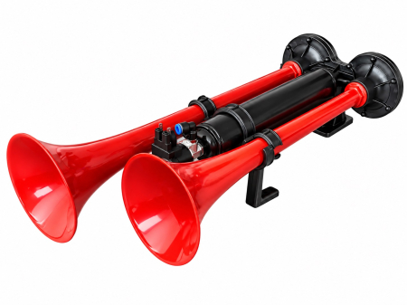 Claxon Pneumatic Dublu 24V Super Apollo Echo pentru Camion, TIR si Autobuz, 125 dB, 3-10 Bar [1]