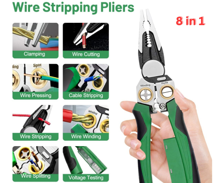 Cleste multifuncțional pentru dezizolat si prelucrat cabluri 8 in 1 cu tester de tensiune (12V–220V) [4]