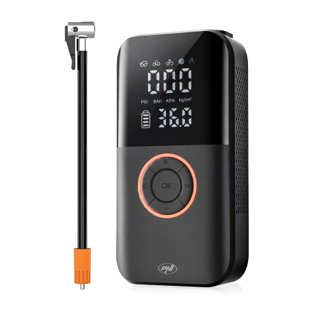 Electronice si electrice auto - Compresor auto portabil cu acumulator PNI CPA200 20l/min, 150 PSI, ecran digital, oprire automata, husa, lanterna LED, functie power bank Li-Ion 1800mAh 20Wh, USB 5V 2A