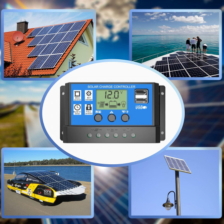 Controler Solar Inteligent de Încărcare PWM 20A cu Ecran LCD și Porturi USB - 12V / 24V pentru Sisteme Fotovoltaice [11]