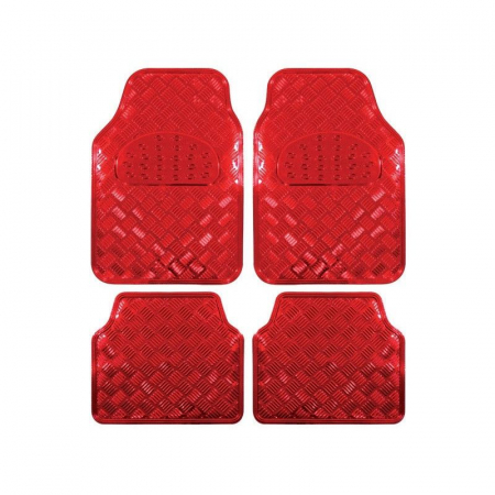 Universal - Covor auto interior aluminiu rosu
