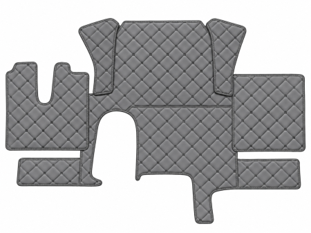 Covorase Piele Camion - Covorase Auto din Piele Ecologica pentru MAN TGX, Cutie Automata, Cutie Mica, Un Sertar, Matlasate, Premium, Culoare Gri cu Cusatura Gri