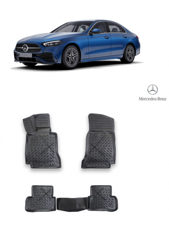 Mercedes - Covorase cauciuc stil tavita Mercedes Clasa C W206 (2021-2022) Prindere in podea inclusa
