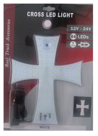 Cruce luminoasa Alb autoturism si camion, 84 LED-uri, 12-24V prindere cu ventuze, 23 x 25 cm [3]