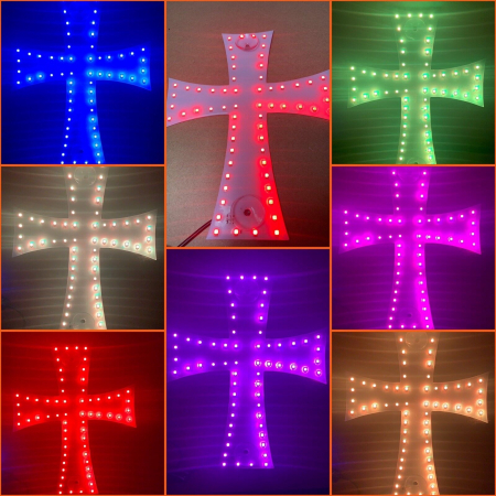 Cruce luminoasă cu 62 LED-uri RGB 12V - 24V (dimensiuni 245 x 200 mm) [1]
