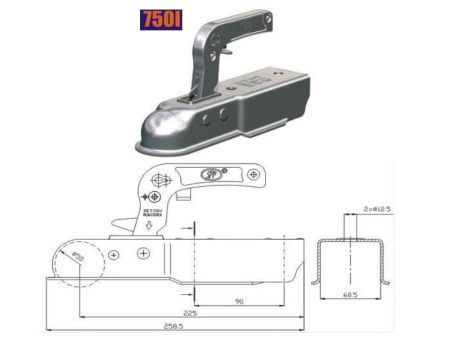Accesorii Remorca - Cupla remorca patrata Cod:750I