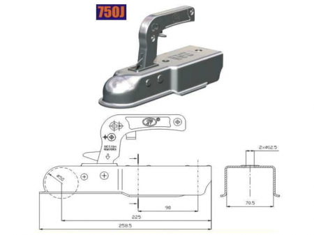 Accesorii Remorca - Cupla remorca patrata Cod:750J