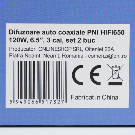 Difuzoare auto coaxiale PNI HiFi650, 120W, 16.5 cm, 3 cai, grila inclusa set 2 buc [1]
