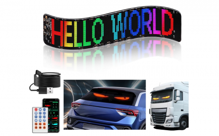 Noutati Real Auto - Display LED programabil flexibil pentru mașină cu telecomandă 59cm х 12cm