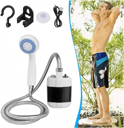 Noutati Real Auto - Dus portabil cu Incarcare USB pentru Camping, Calatorii si Gradina - 2200mAh