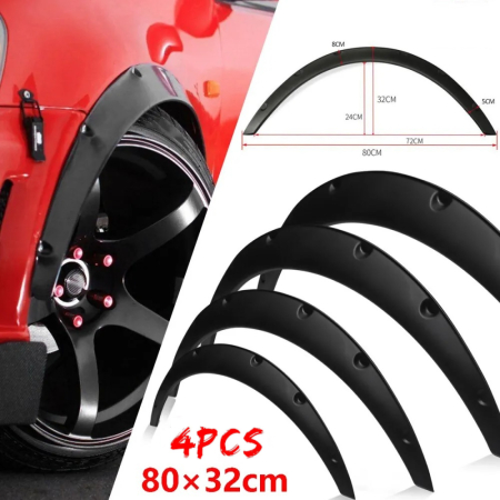 Ornamente auto - Extensii pentru aripi PVC față + spate set de 4 bucăți 80 x 32 cm