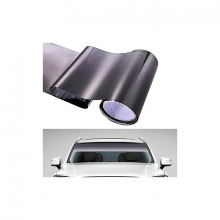 Folie Auto - Folie parasolar parbriz in degrade neagra-argintie 20x150cm