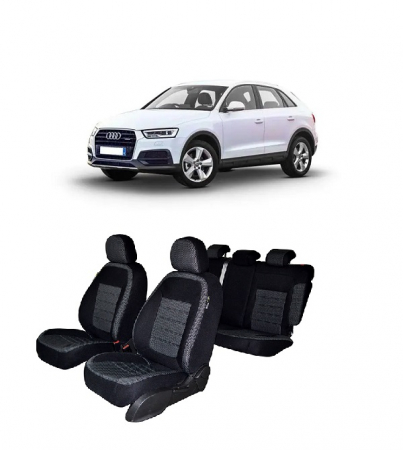 Audi - Set huse scaune dedicate AUDI Q3 2012-2019  Premium (Bancheta fractionata si husa cotiera)