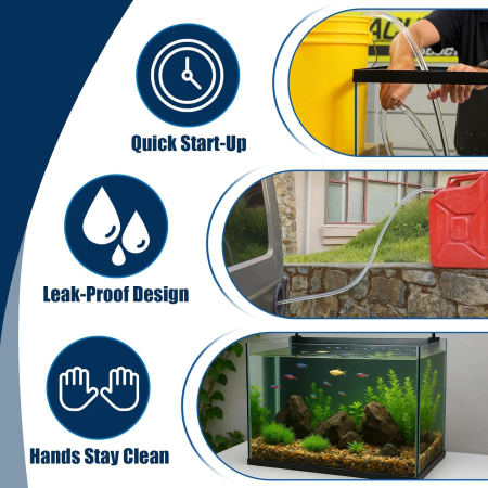 Furtun autoamorsant cu supapa 1.7 m – pompa sifon manuala cu aspiratie pentru combustibil, apa si lichide [5]