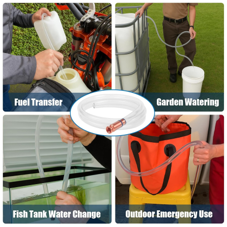 Furtun autoamorsant cu supapa 1.7 m – pompa sifon manuala cu aspiratie pentru combustibil, apa si lichide [4]