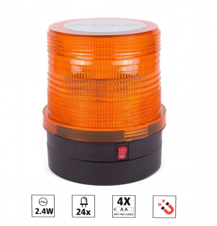 Noutati Flexzon - Girofar cu 24 LED fara fir pe baterii, stroboscop, cu magnet 2,4W - 12V