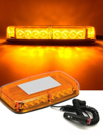 Electronice si electrice auto - Girofar cu Magnet, 15 Moduri, Sticlă Portocalie, pentru Asistență Rutieră, Platformă, Fulgi de Zăpadă și altele 12V 24V