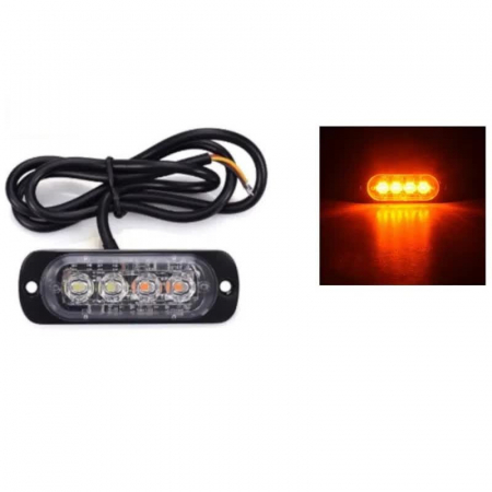 Stroboscop Led 12/24V, Galben, 4 Leduri, Blitz 2 Functii, 97mm/28mm [2]