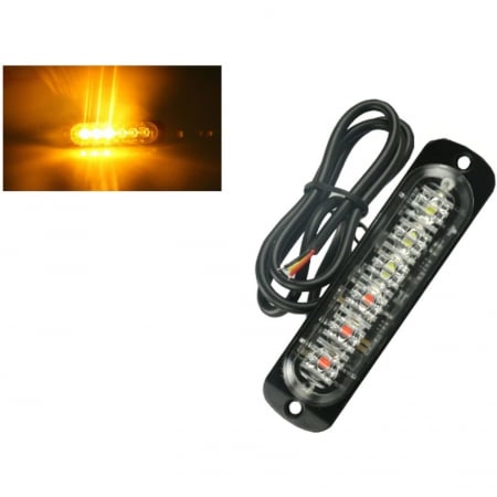 Electronice si electrice auto - Lampa  Led  Stroboscopica 12/24V, Galben, 6 Leduri, Blitz 2 Functii, 110mm/29mm