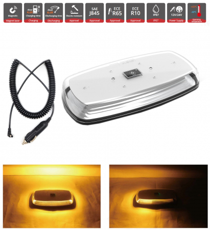 Girofaruri - Girofar, Wireless LED Tip Beacon cu baterie reîncărcabilă și magnet, 12V-24V, pentru asistență rutieră, platforme, tehnică agricolă și altele