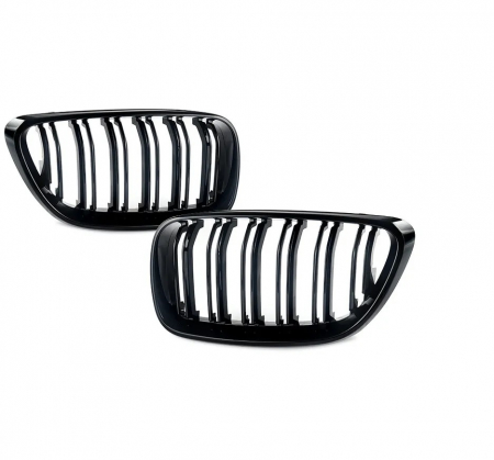 Grile duble pentru BMW F22 F23 F24 F27 E87 2012-2018 lac negru lucios [4]