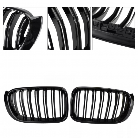 Grile duble pentru BMW X3 X4 Facelift F25 F26 (2014-2017) Luciu Negru [9]