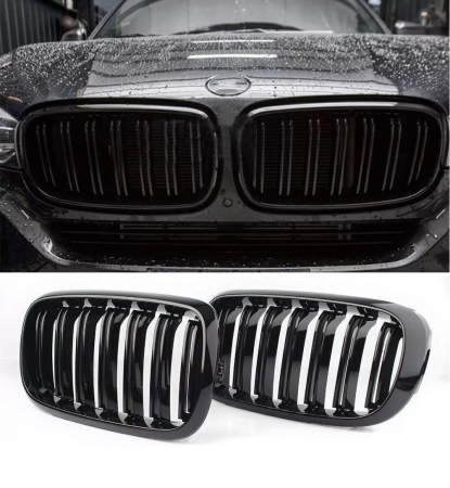 Accesorii pentru exterior - Grile duble pentru BMW X5 X6 F15 F85 F16 F86 2014+ Luciu Negru