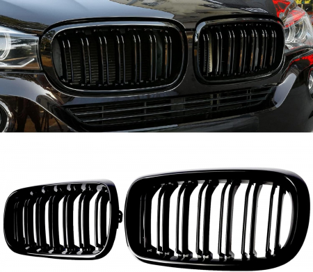 Grile duble pentru BMW X5 X6 F15 F85 F16 F86 2014+ Luciu Negru [14]