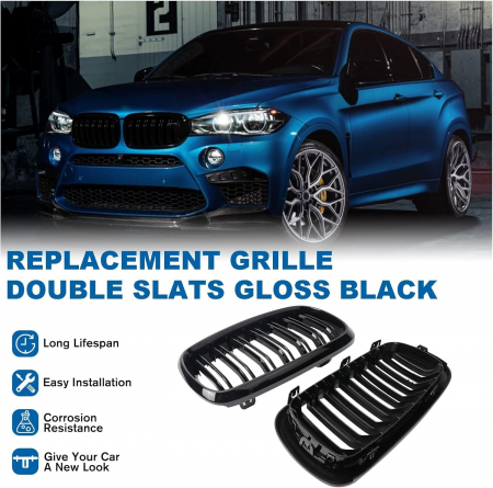 Grile duble pentru BMW X5 X6 F15 F85 F16 F86 2014+ Luciu Negru [1]