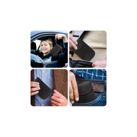 Husa cheie auto cu blocare frecventa radio, RFID Blocker, 14.5 x 9.5 cm, negru [2]