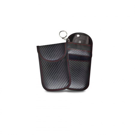 Import - Husa cheie auto cu blocare frecventa radio, RFID Blocker, 14.5 x 9.5 cm, negru