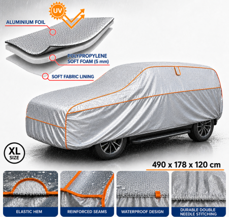 Prelate anti-grindina - Husa impermeabila anti-grindină din aluminiu pentru autoturism, SUV marimea XXL - 520mm