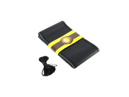 Huse volan - Husa volan cu ac si ata din piele cu gaurele marime: 2XL Culoare: negru - PREMIUM Cod: LUXFST01