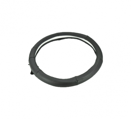 Huse volan - Husa volan din piele cu gaurele, marimea M 37-38 cm - culoare negru cusatura Albastra