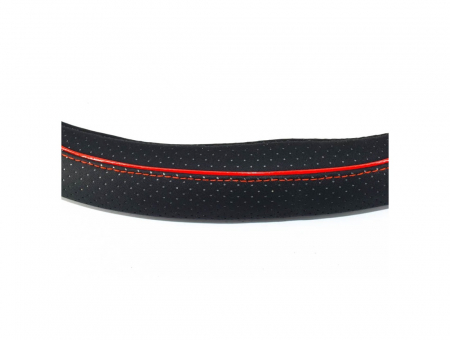 Husa volan sport tesit din imitatie piele marimea M Culoare:negru+cusatura rosie Cod:FX99 [1]