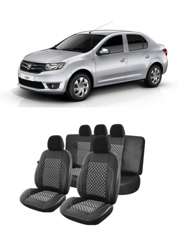 Dacia - Huse auto dedicate DACIA Logan 2012 - 2019 de piele ecologica si material textil