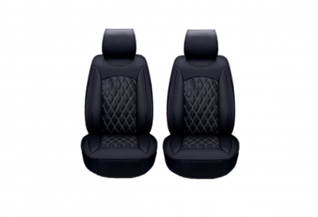 Accesorii pentru interior - Huse pentru scaune din față cu tapițerie universală din piele neagră cu ornamente gri