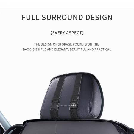 Huse Scaun Auto piele ecologica, negru albastru, 5 buc [16]