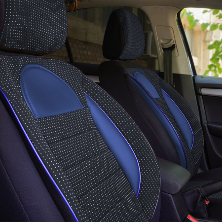 Huse scaune auto cu insertii de piele ecologica SEAT Cordoba 2000 -2009 (Negru – Albastru) [2]