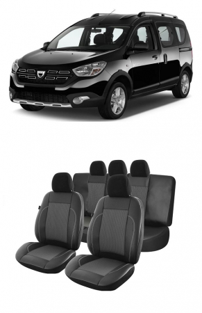 Dacia - Huse scaune auto piele si textil  DACIA DOKKER 2012 - 2019 (bancheta fractionata)